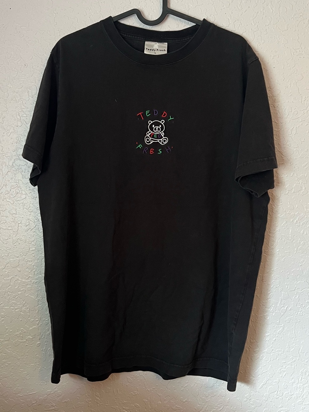Teddy Fresh Black Tee with Multicolor Teddy Press Logo